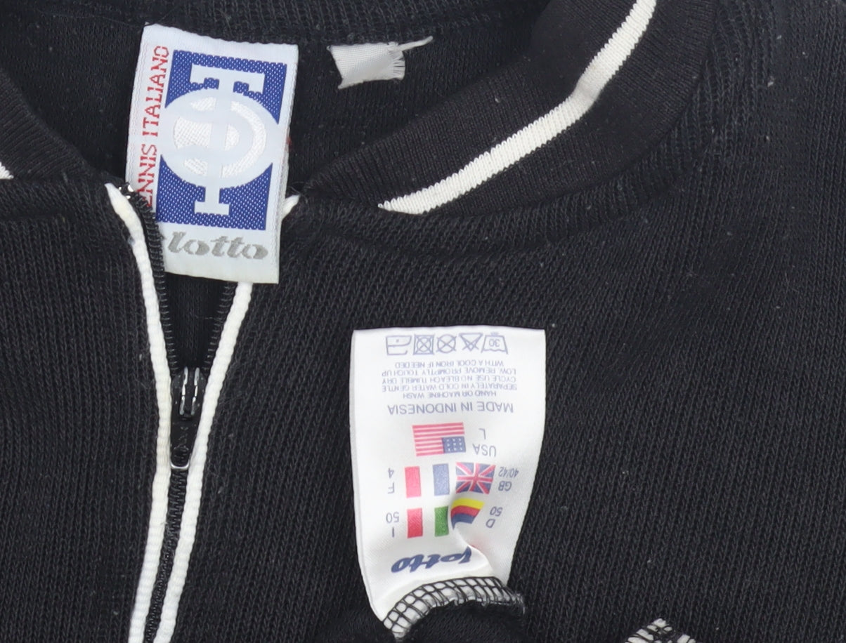 Lotto Men's Black Striped 1/4 Zip Sweatshirt L