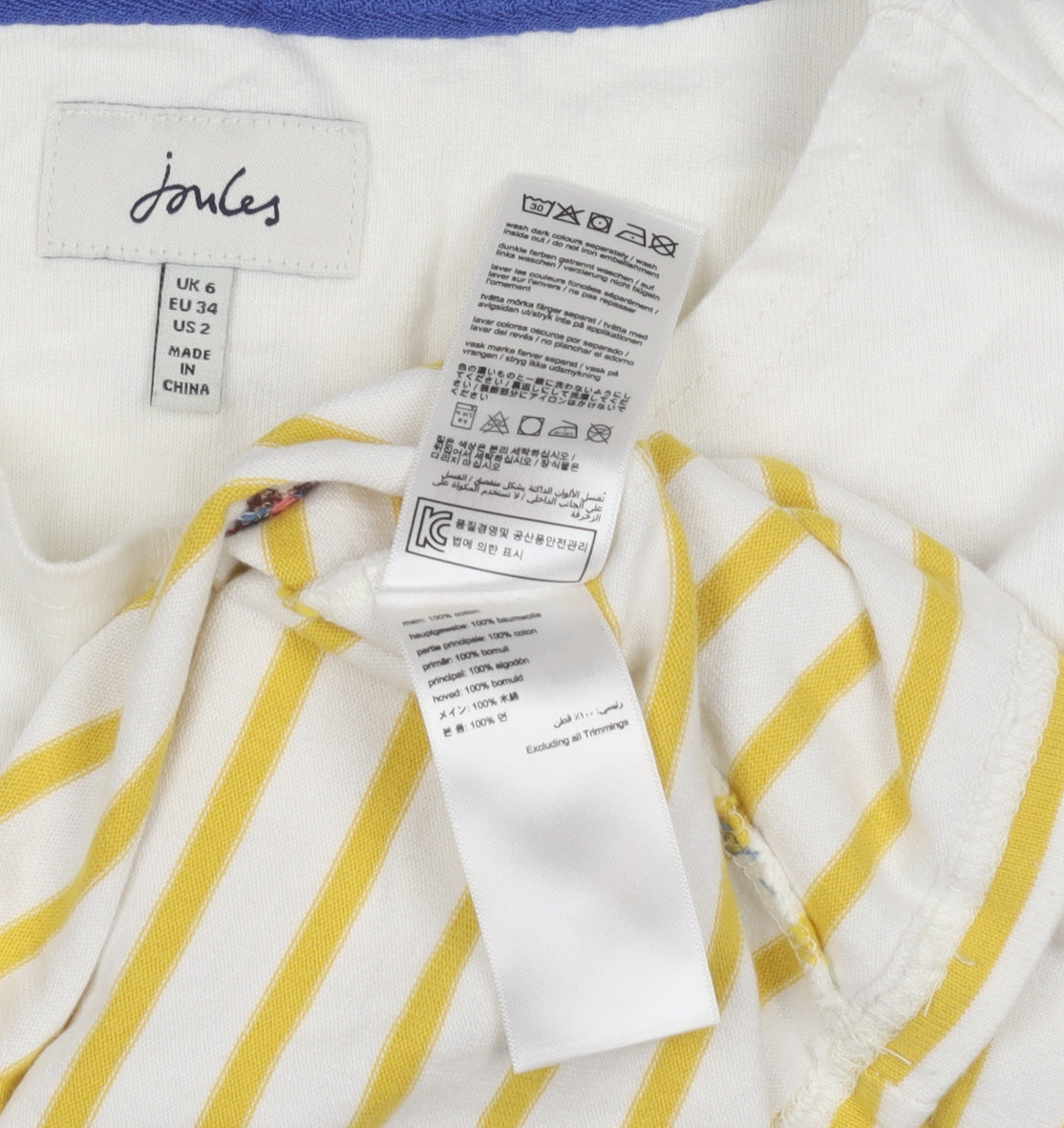 Joules Women's Striped T-Shirt, Size 6, Multicoloured