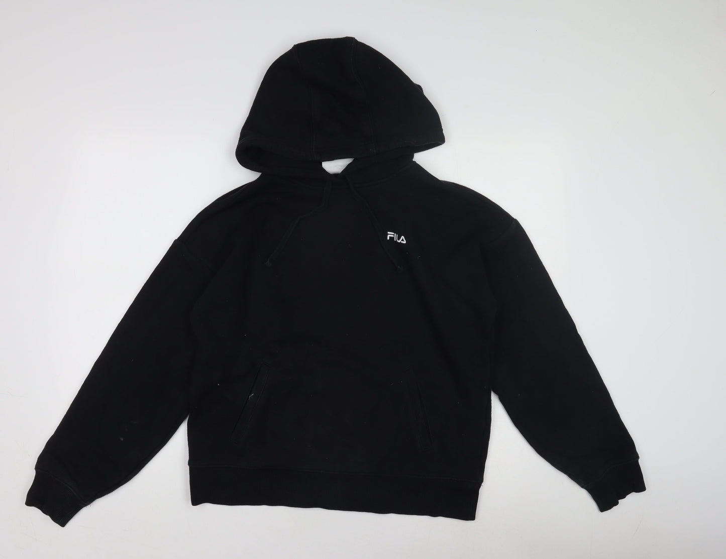 FILA Men's Black Pullover Hoodie M - Hooded with Pockets