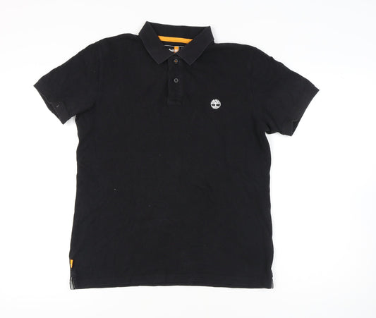 Timberland Men's Black Polo, M, Regular Fit, Short Sleeve