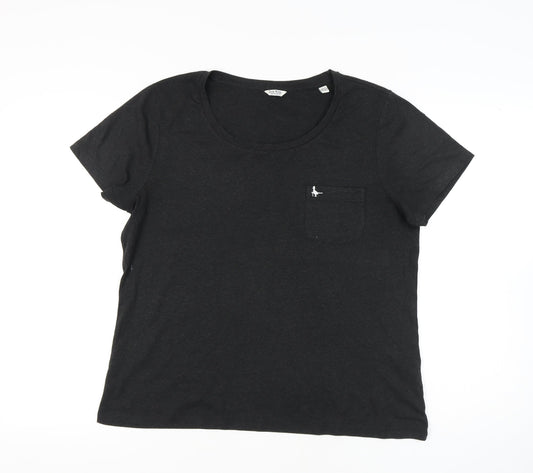 Jack Wills Women's Black T-Shirt, Size 16, Short Sleeve