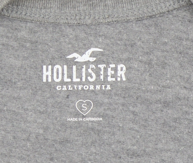 Hollister Men's Grey Long Sleeve T-Shirt, Size S