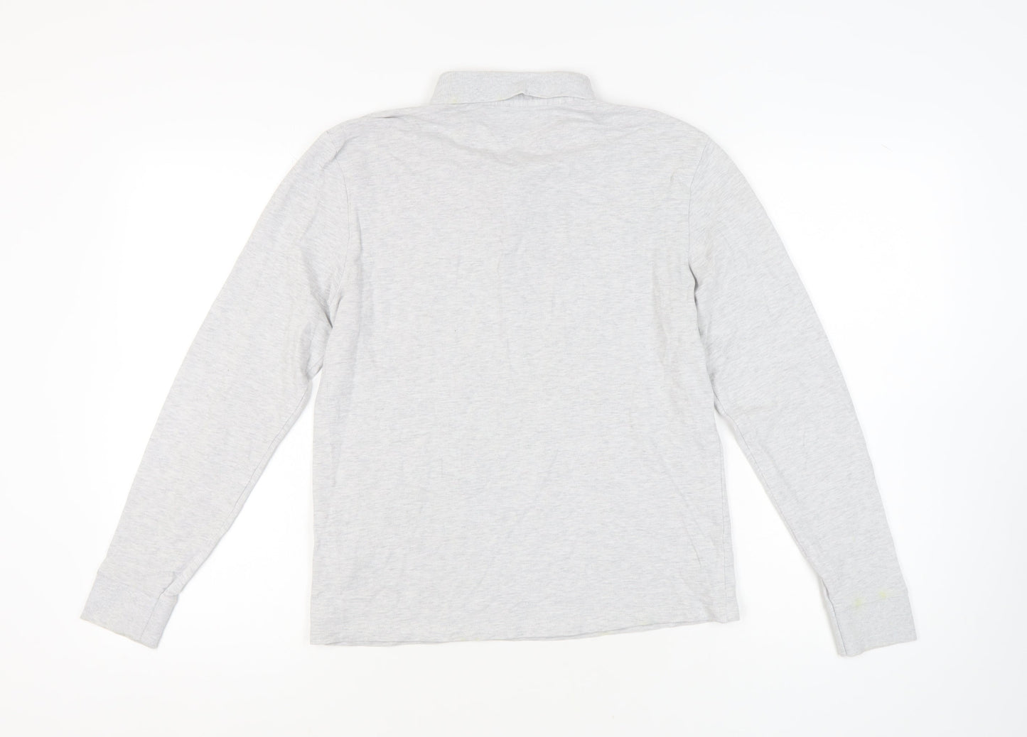 Boss Men's Grey Long Sleeve Slim Fit Polo, Size M