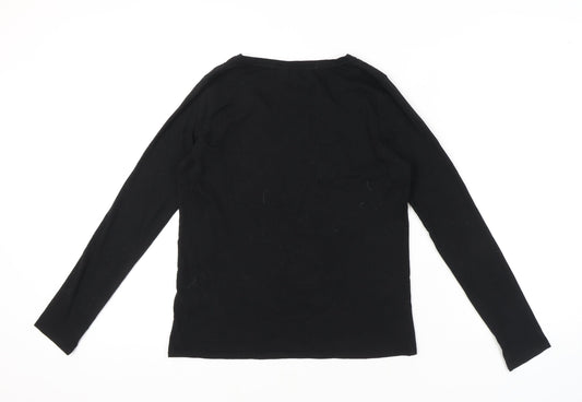 French Connection Women's Black Sequin Long Sleeve T-Shirt