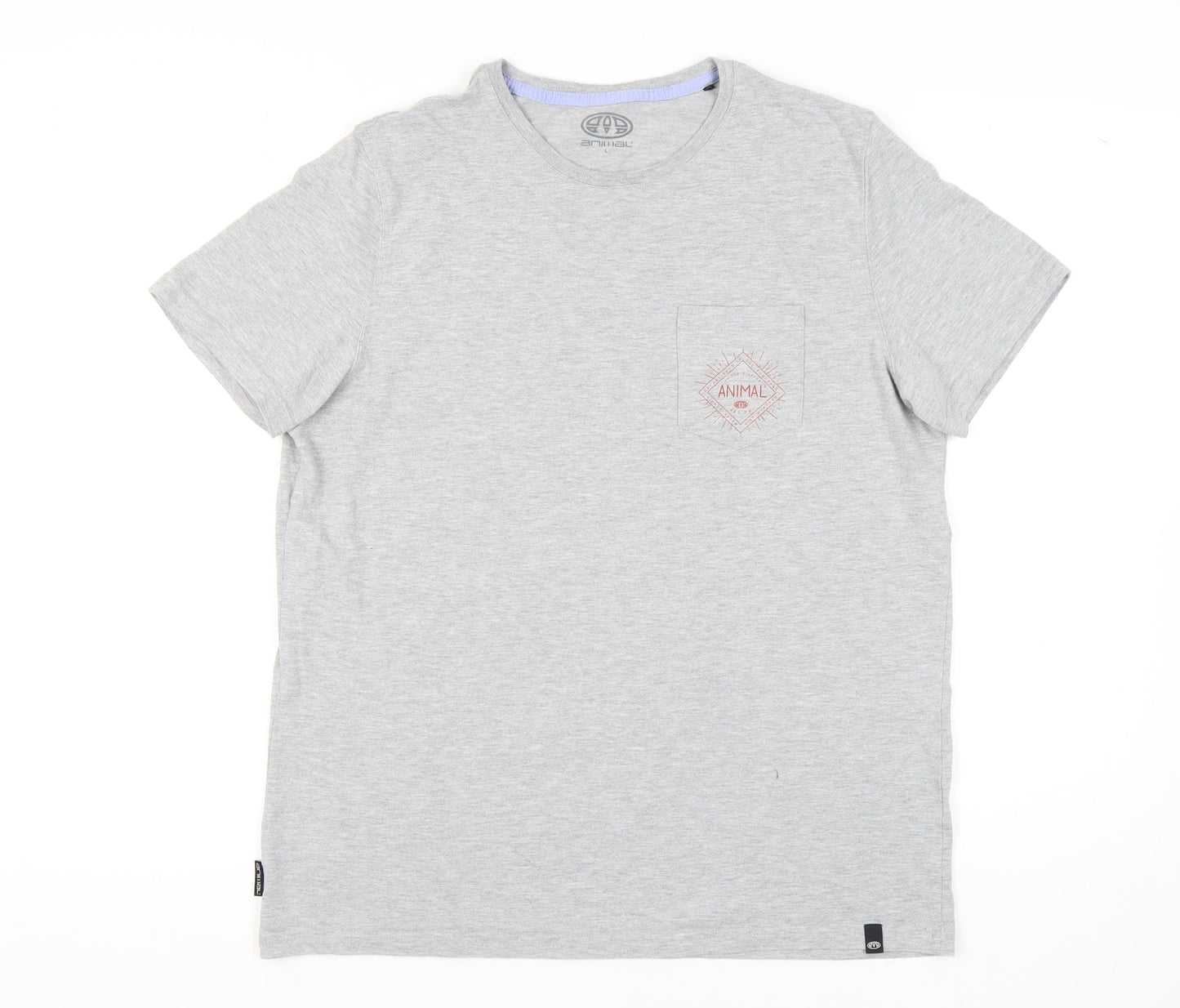 Animal Grey Men's Crew Neck T-Shirt, Size L