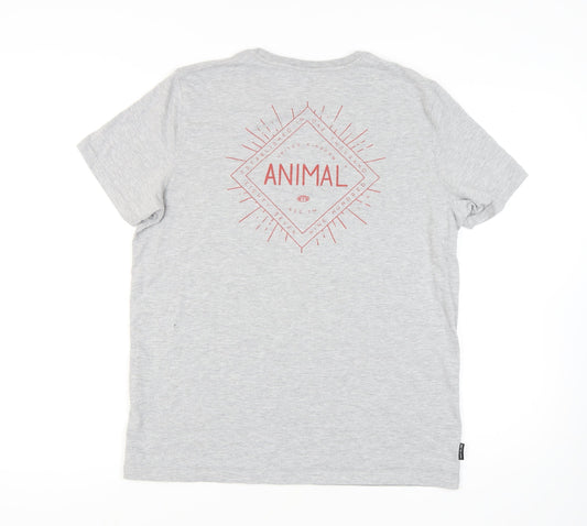 Animal Grey Men's Crew Neck T-Shirt, Size L
