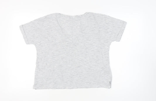 Crew Clothing Company Women's White Striped T-Shirt Size 12