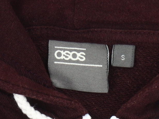 Brand and care label for ASOS Men's Red Full Zip Hoodie Small Size