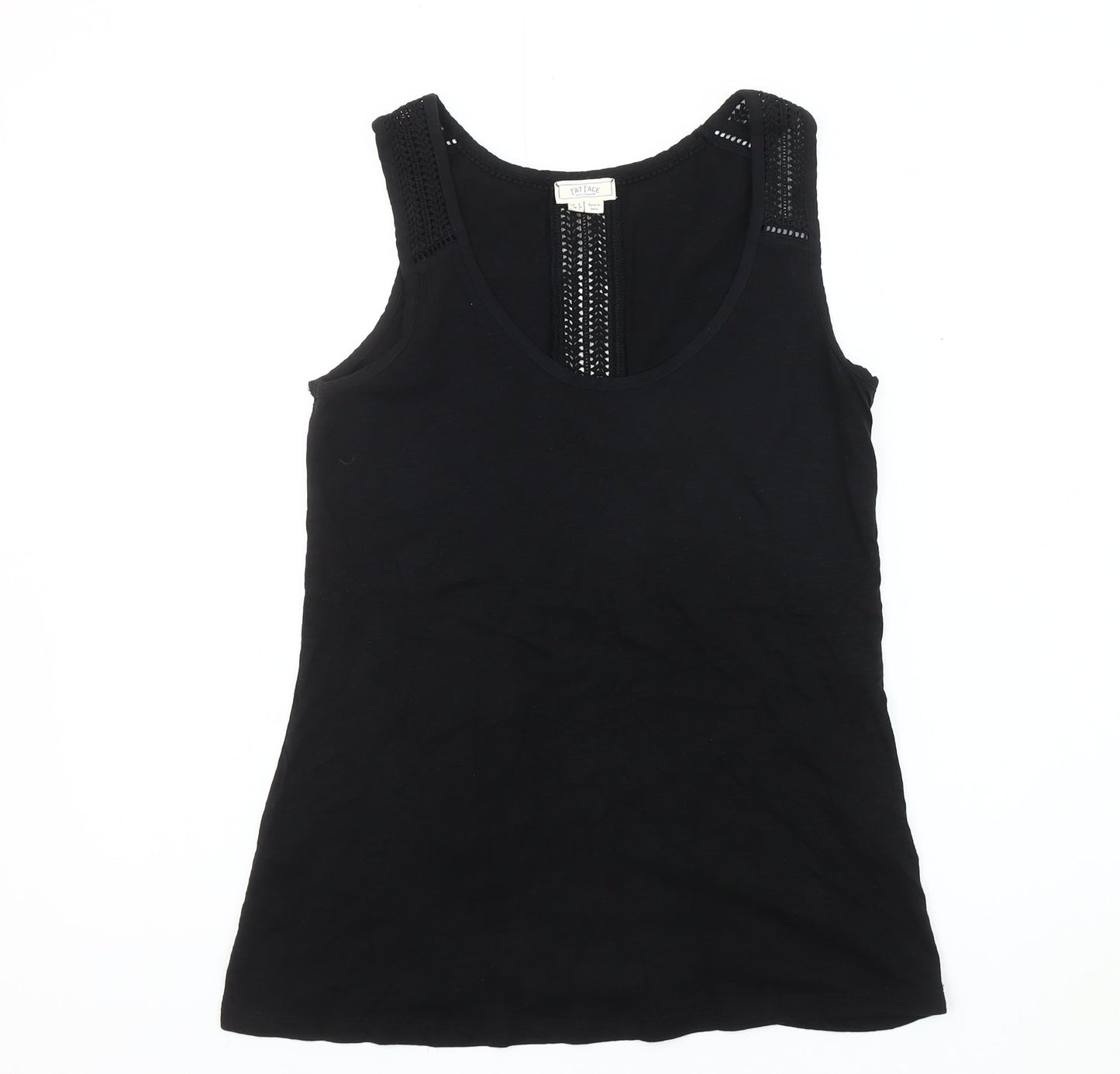 Fat Face Women's Black Sleeveless Tank Size 6 with Crochet Accents
