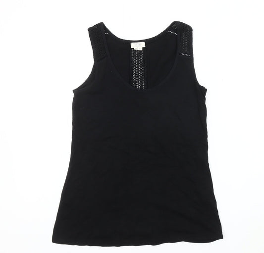 FatFace Women's Black Sleeveless Tank Size 6 with Crochet Accents
