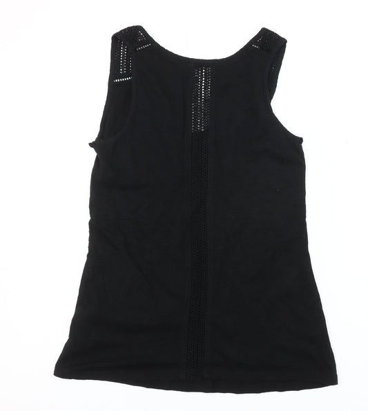 Fat Face Women's Black Sleeveless Tank Size 6 with Crochet Accents