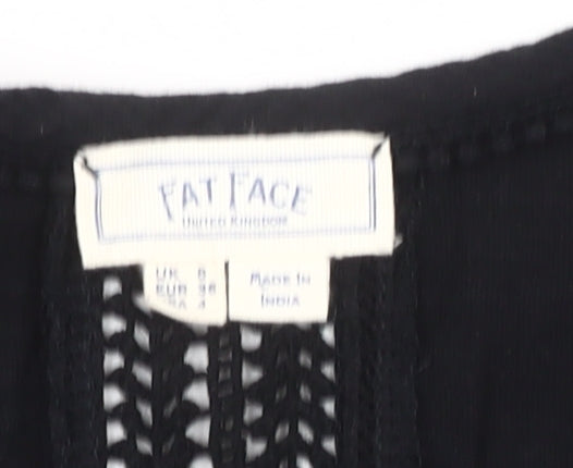 Fat Face Women's Black Sleeveless Tank Size 6 with Crochet Accents