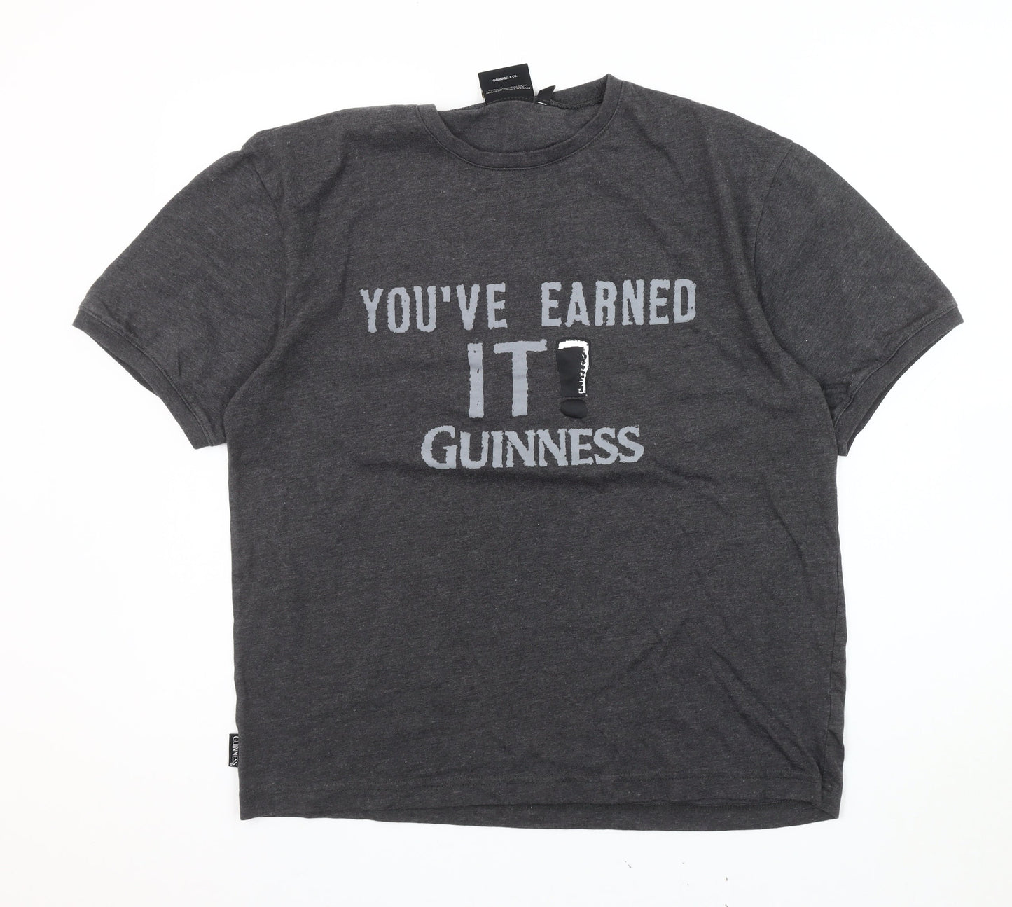 Guinness Men's Grey Medium T-Shirt Graphic Print