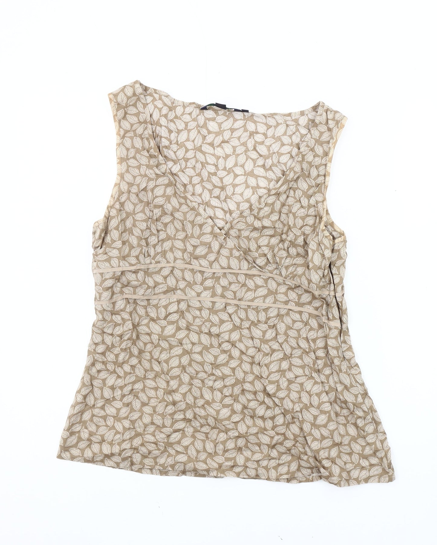 Boden Women's Beige Floral Sleeveless Top Size 14