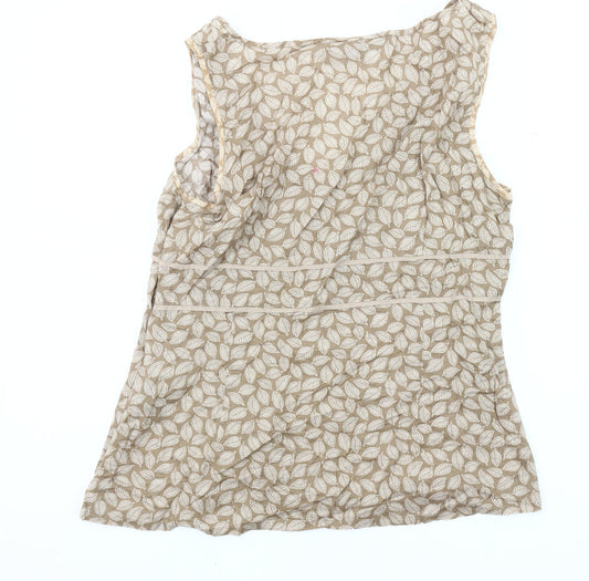 Boden Women's Beige Floral Sleeveless Top Size 14