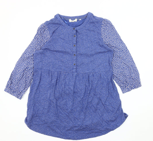 Womens UK Size 8 FatFace Blue Cotton Blend Blouse