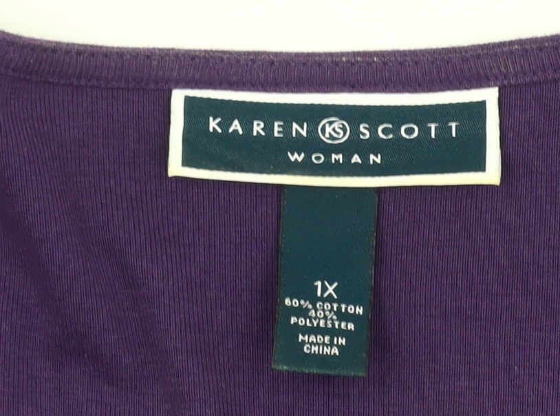 Karen Scott Women's Purple Paisley T-Shirt XL