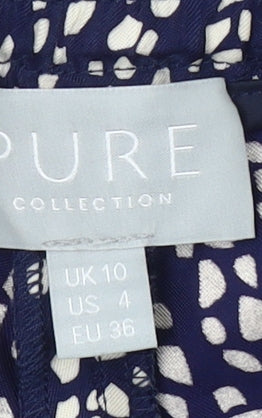 Brand and care label for Pure Collection Women's Blue Geometric Trousers, size 10