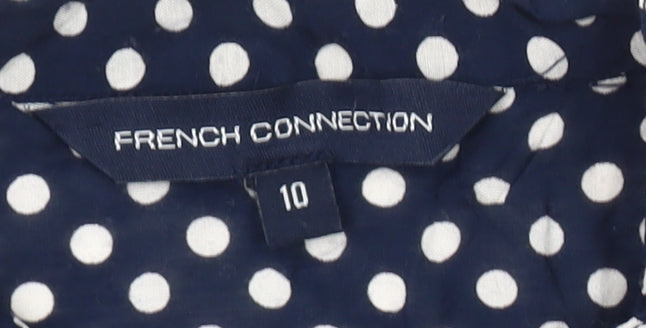 French Connection Women's Blue Polka Dot Blouse Size 10