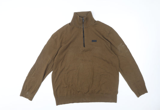 Hugo Boss Men's Brown 1/4 Zip Sweatshirt Size L