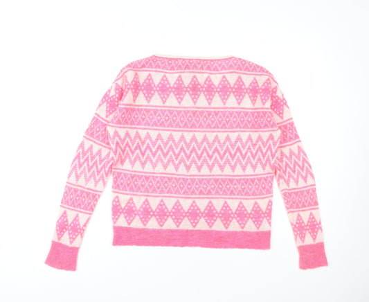 Superdry Women's Pink Geometric Pullover Jumper S