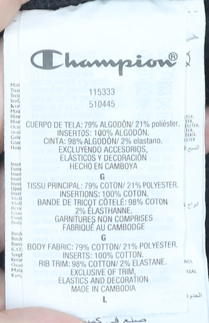 Champion Unisex Black Hoodie L Pullover Casual Gym