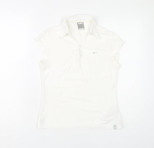 Nike Women's Polo White Size 12 Collared Zip Casual Top