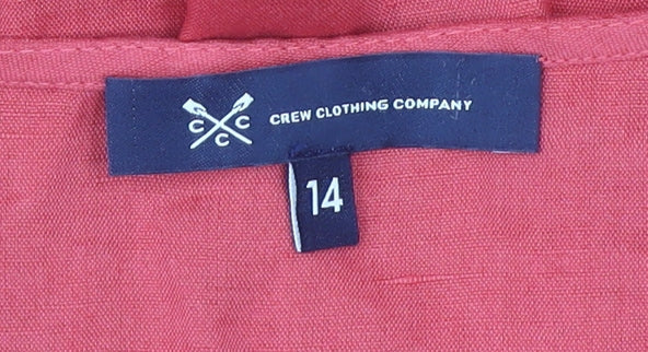 Crew Clothing Red Linen Wrap Dress Size 14 Women