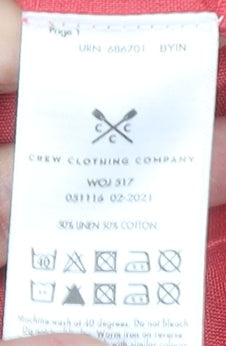 Crew Clothing Red Linen Wrap Dress Size 14 Women