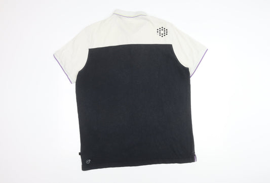 Puma Men's Striped Polo Shirt XL, Black & White