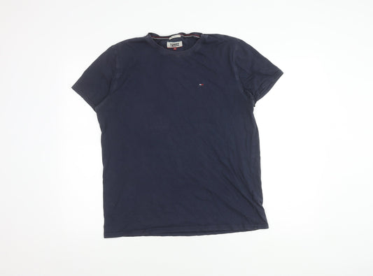 Tommy Jeans Men's Blue Cotton T-Shirt, Size L