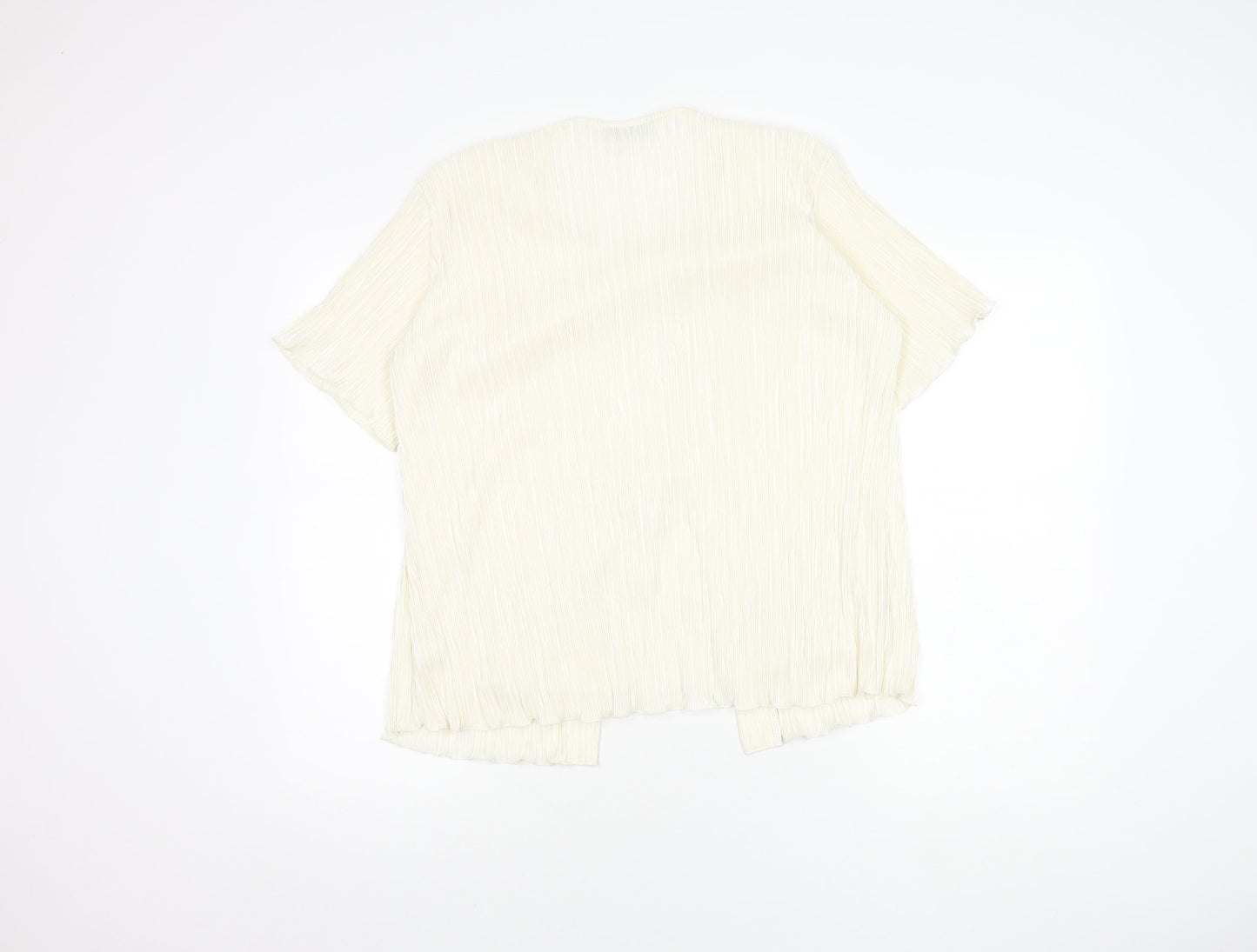 Bassini Women's White Kimono Blouse XL Beaded Accents