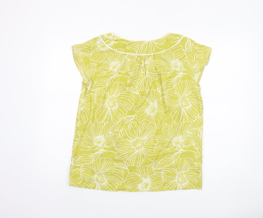 Laura Ashley Women's Green Floral Linen Top, Size 12