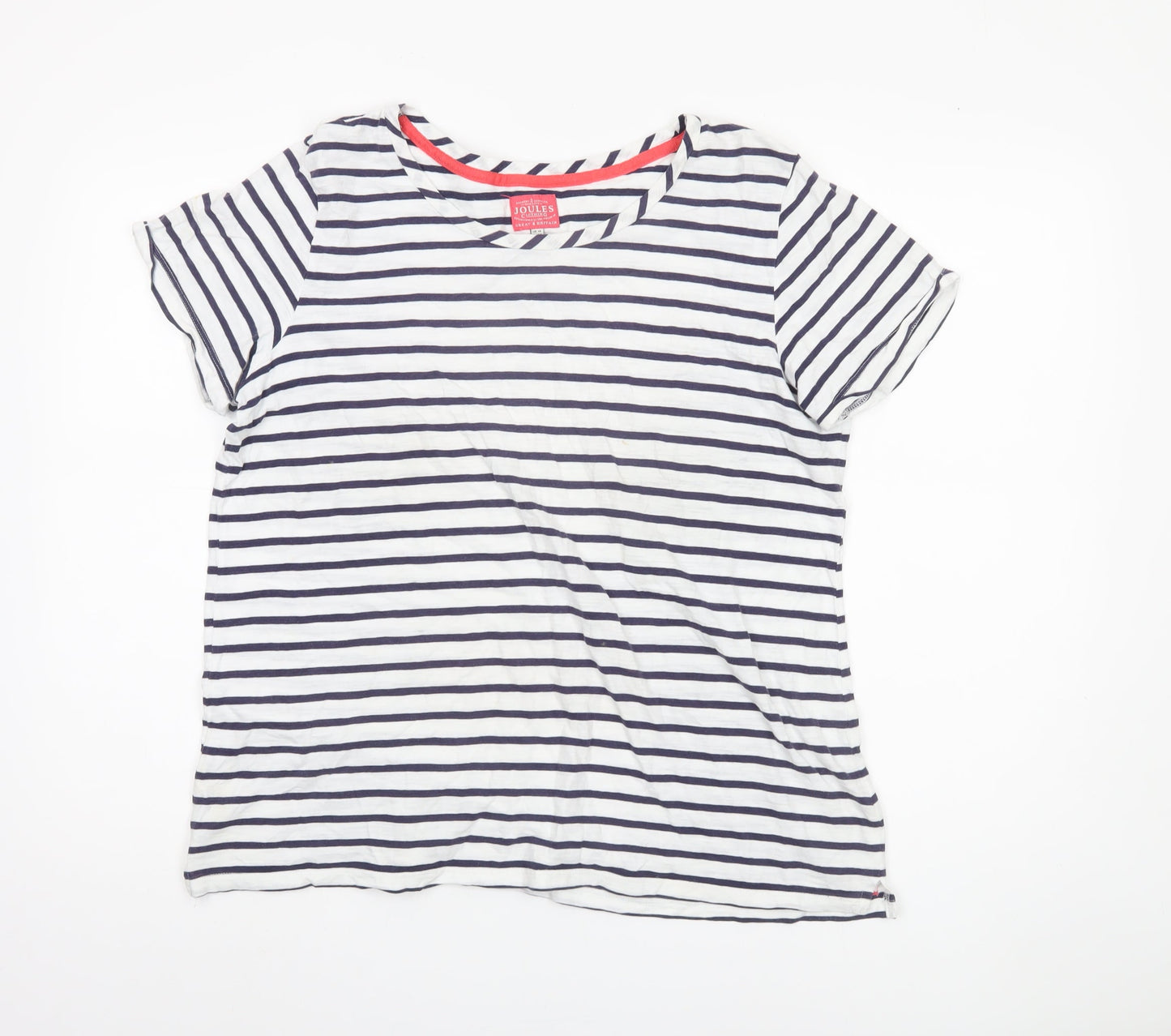 Joules Women's Striped T-Shirt, White, Size 10