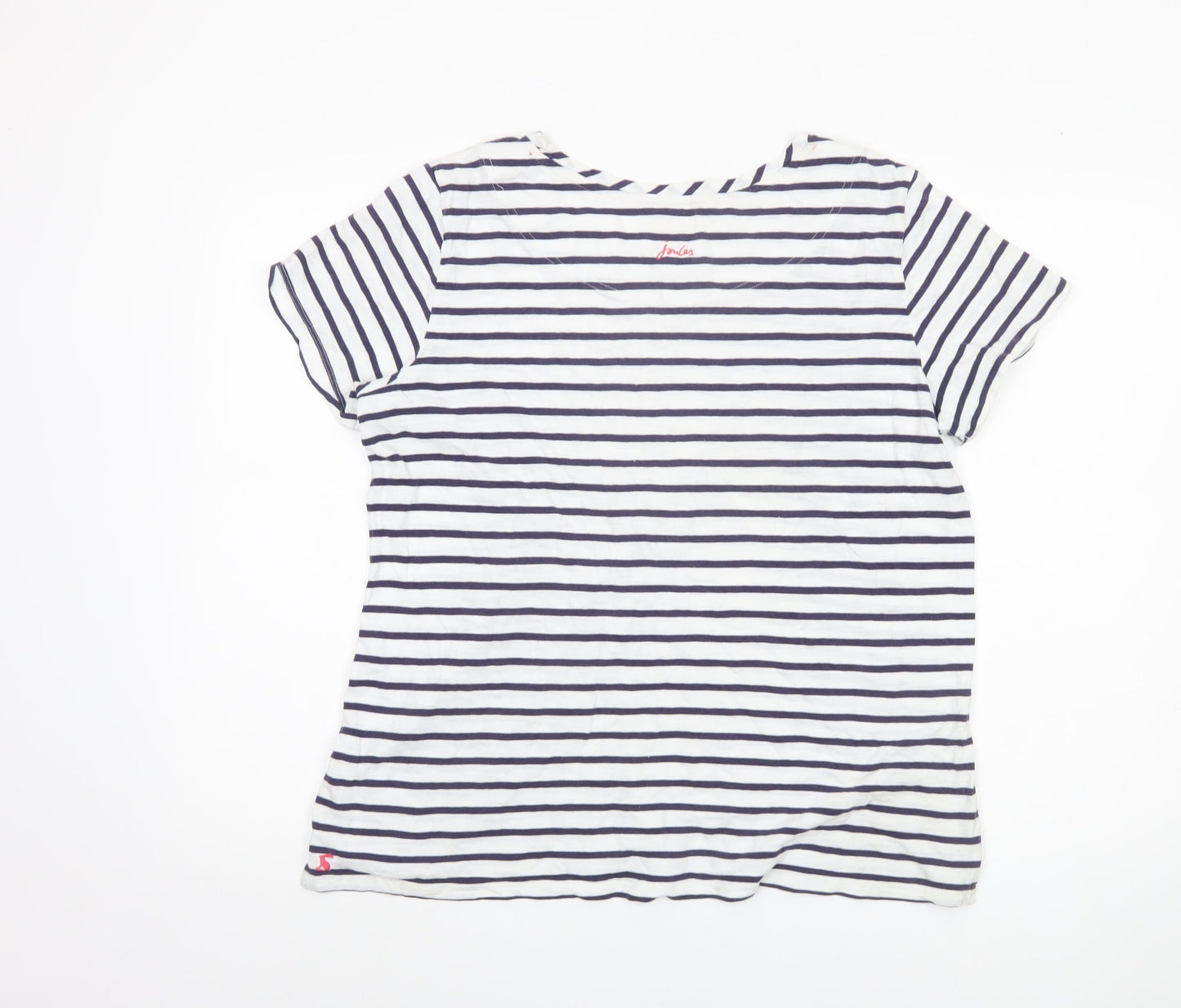 Joules Women's Striped T-Shirt, White, Size 10