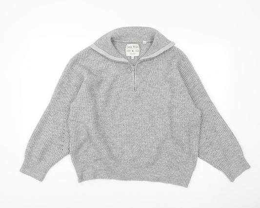 Jack Wills Women's Grey Full Zip Jumper, Size 16