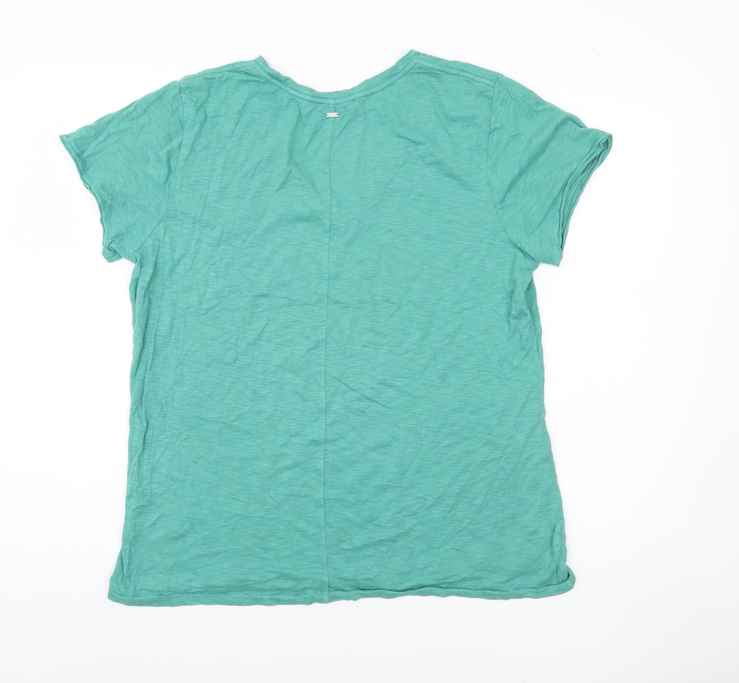 Superdry Women's Green Cotton V-Neck T-Shirt, Size 14