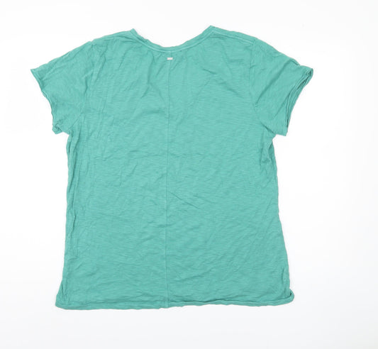Superdry Women's Green Cotton V-Neck T-Shirt, Size 14