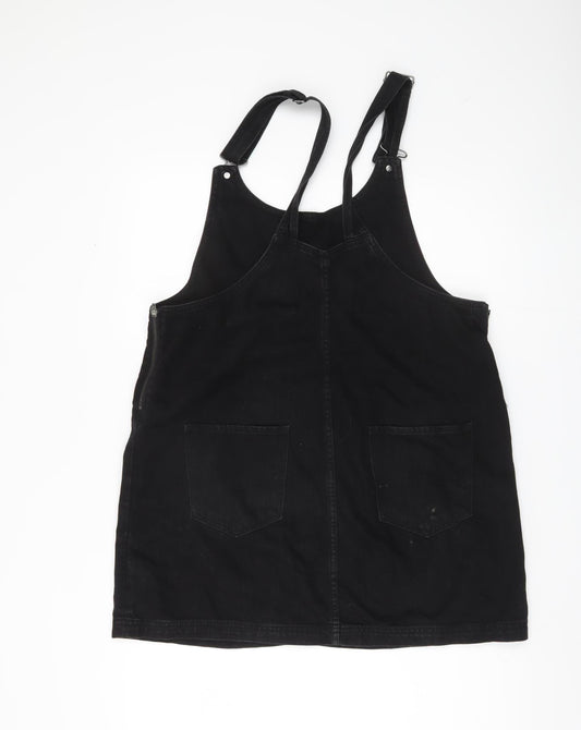 Jack Wills Women's Black Dungaree Dress Size 12