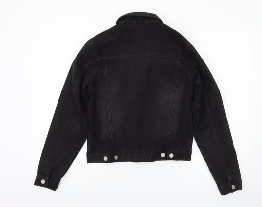 Missguided Women's Black Denim Jacket, Size 4, Casual Style