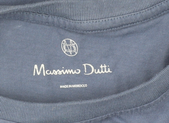 Massimo Dutti Men’s Blue Cotton T-Shirt, Size M