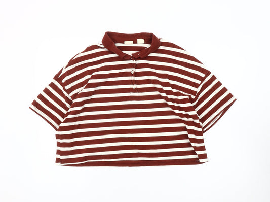 Levi's Women's Red Striped Polo Shirt, Size L, Relaxed Fit