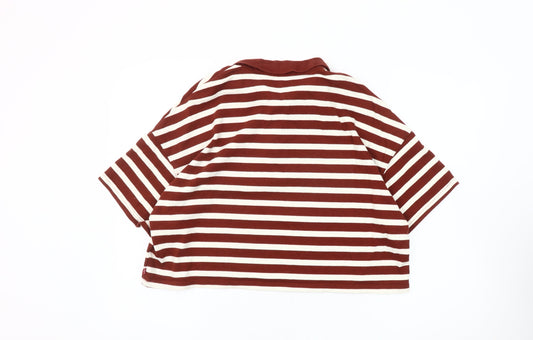 Levi's Women's Red Striped Polo Shirt, Size L, Relaxed Fit