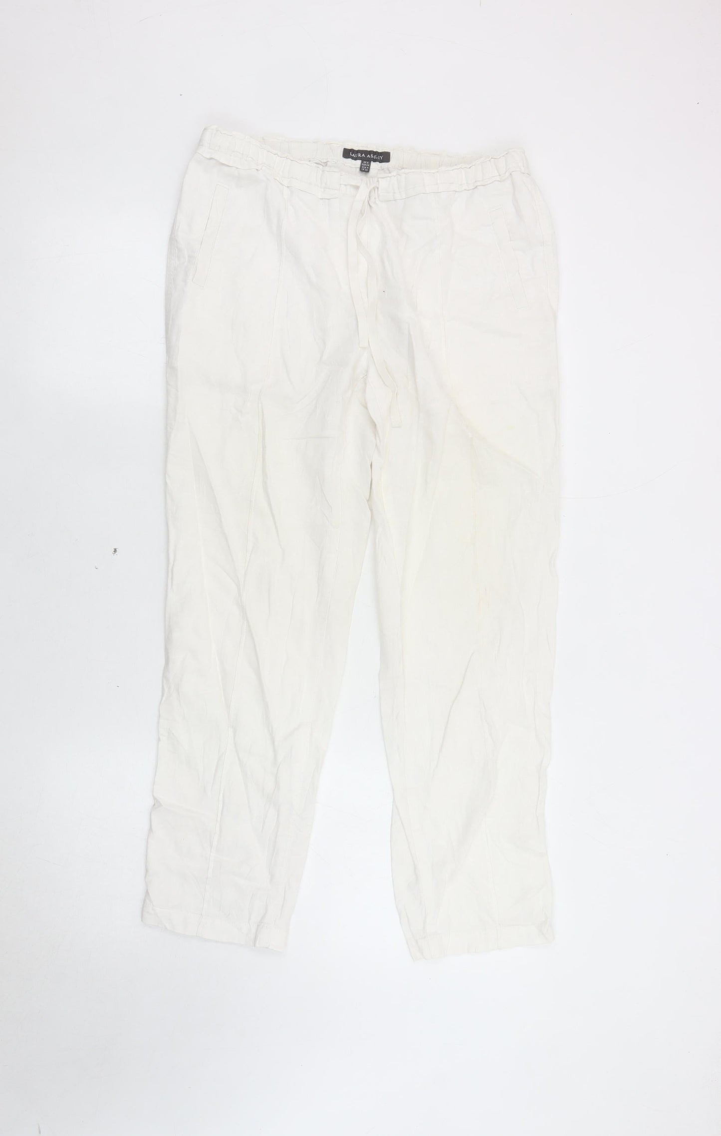 Laura Ashley Women's White Linen Trousers Size 8