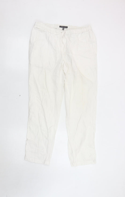 Laura Ashley Women's White Linen Trousers Size 8