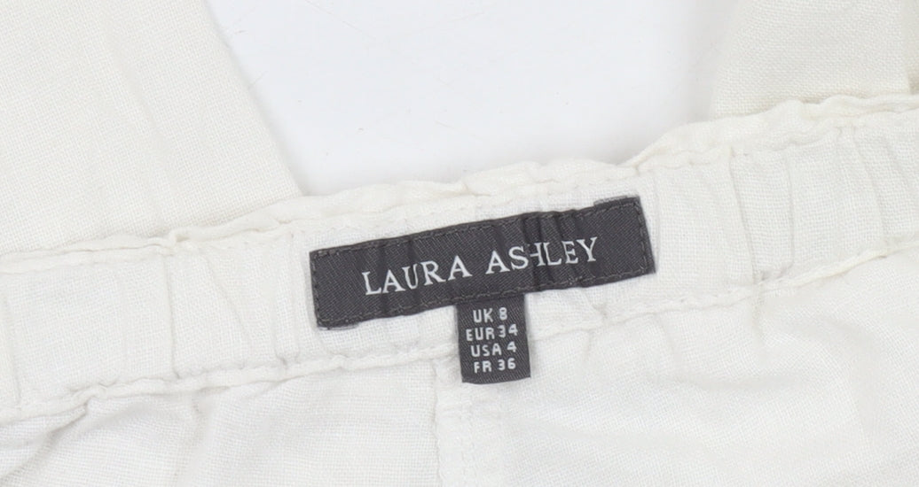 Laura Ashley Women's White Linen Trousers Size 8