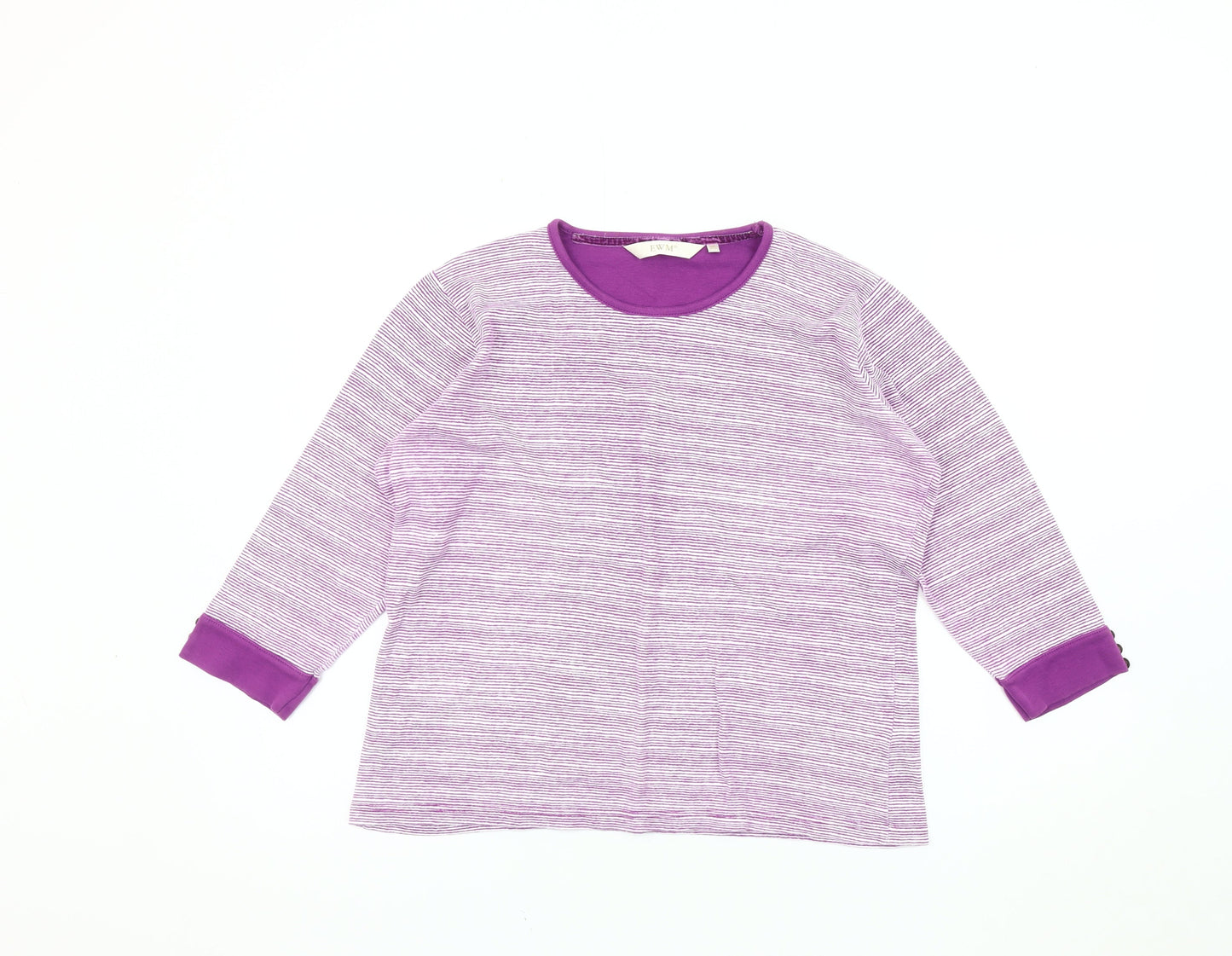 EWM Women's Purple Striped 3/4 Sleeve Jersey Top