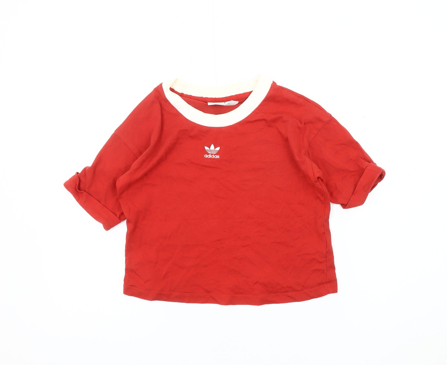 Adidas Women Red Ringer T-Shirt Size 8 Casual