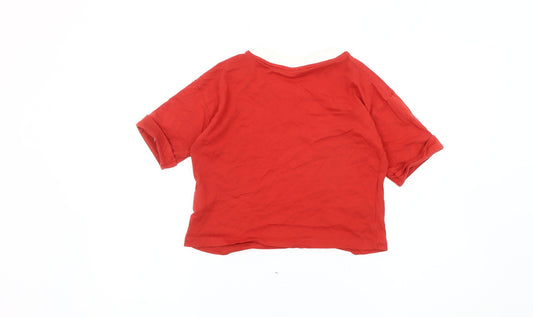Adidas Women Red Ringer T-Shirt Size 8 Casual