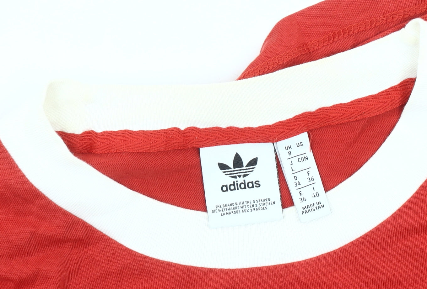 Adidas Women Red Ringer T-Shirt Size 8 Casual